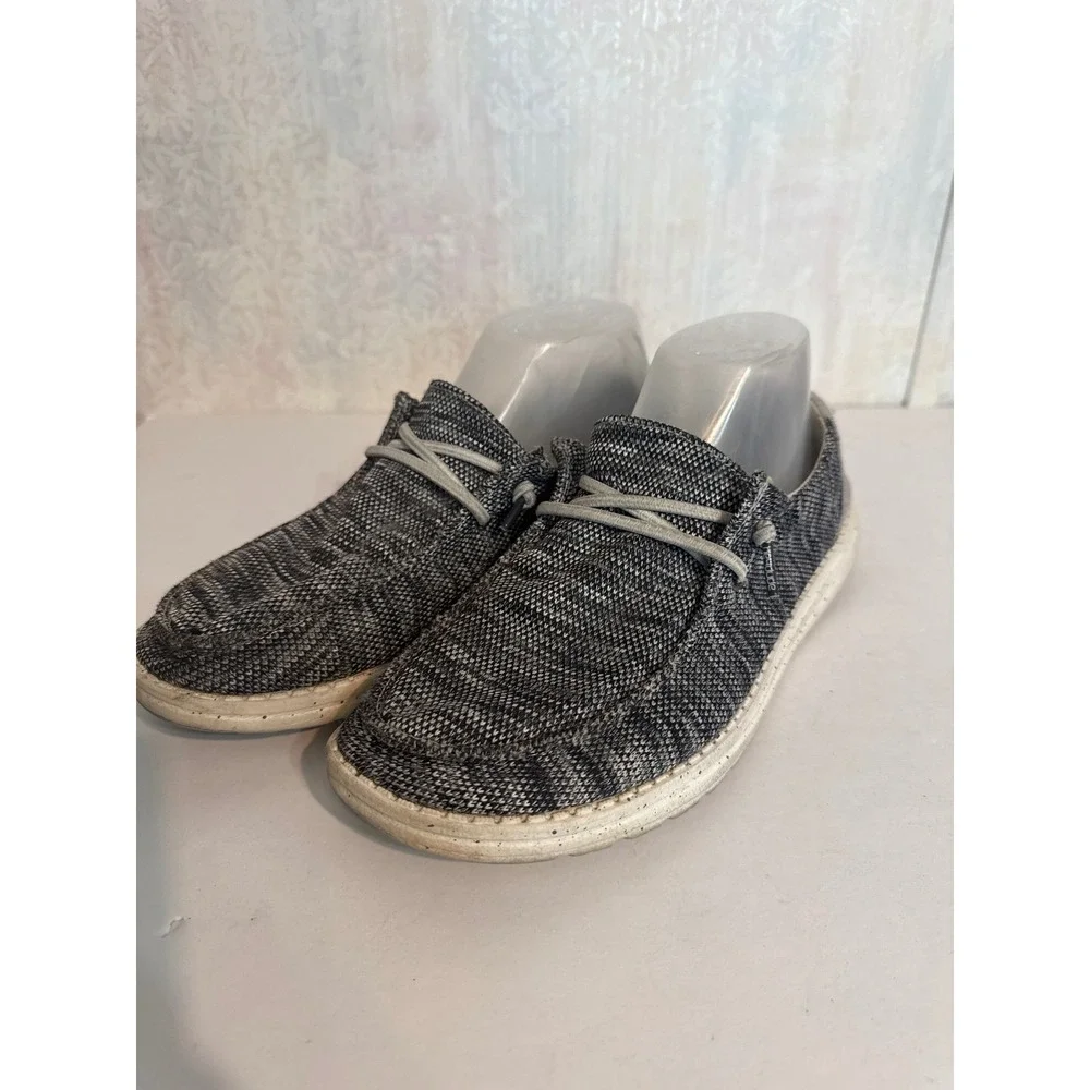 Hey Dude Wendy Sox Dark Grey Knit Slip On Loafers Shoes 121923000 US 9 EU 40
